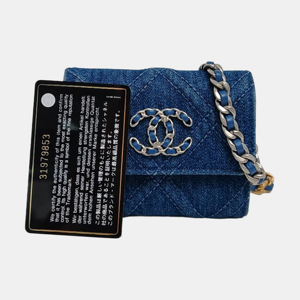 Authenticated pre-owned  Chanel 19 Quilted Denim Blue - Shoulder Bag at Looply