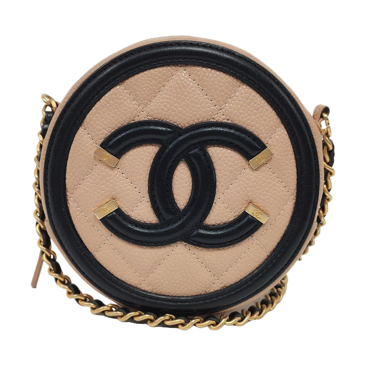 Authenticated pre-owned  Filigree Quilted Grained Calfskin Beige - Shoulder Bag at Looply
