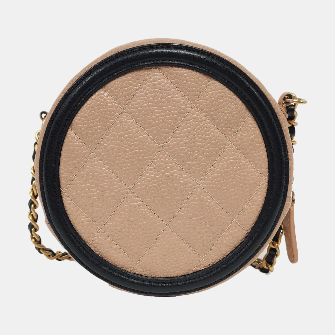 Authenticated pre-owned  Filigree Quilted Grained Calfskin Beige - Shoulder Bag at Looply