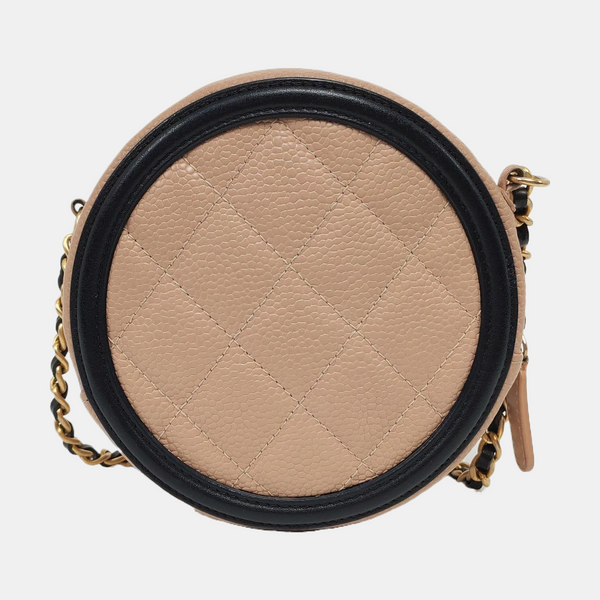 Authenticated pre-owned  Filigree Quilted Grained Calfskin Beige - Shoulder Bag at Looply