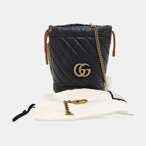 Authenticated pre-owned  GG Marmont Mini Calfskin Black - Shoulder Bag at Looply
