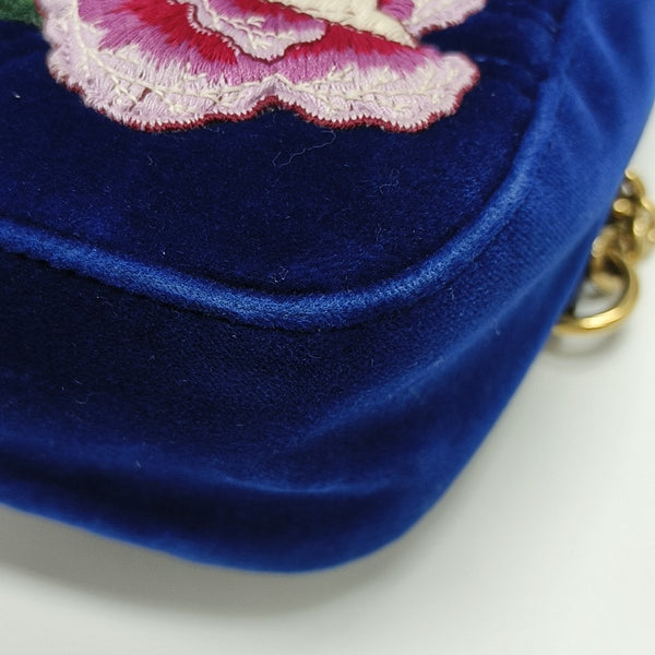Authenticated pre-owned  GG Marmont Large Velvet Blue - Shoulder Bag at Looply