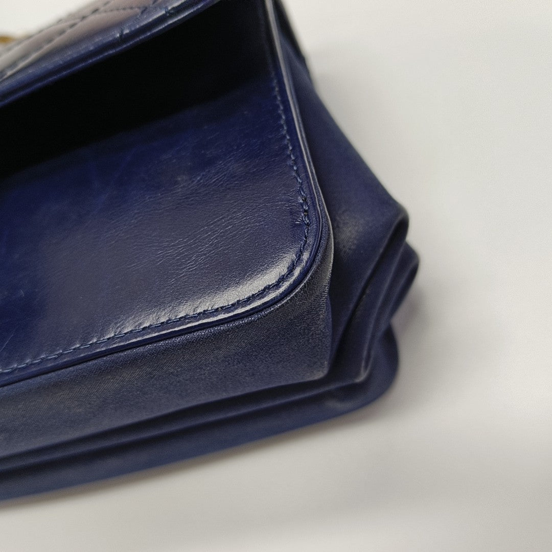 Authenticated pre-owned  Classic Flap Quilted Calfskin Blue - Shoulder Bag at Looply