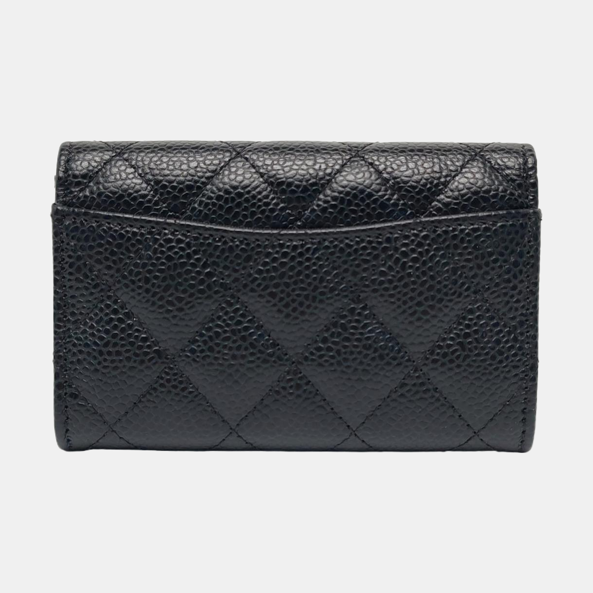 Authenticated pre-owned  Classic Flap Quilted Grained Calfskin Black Wallet - Wallet at Looply