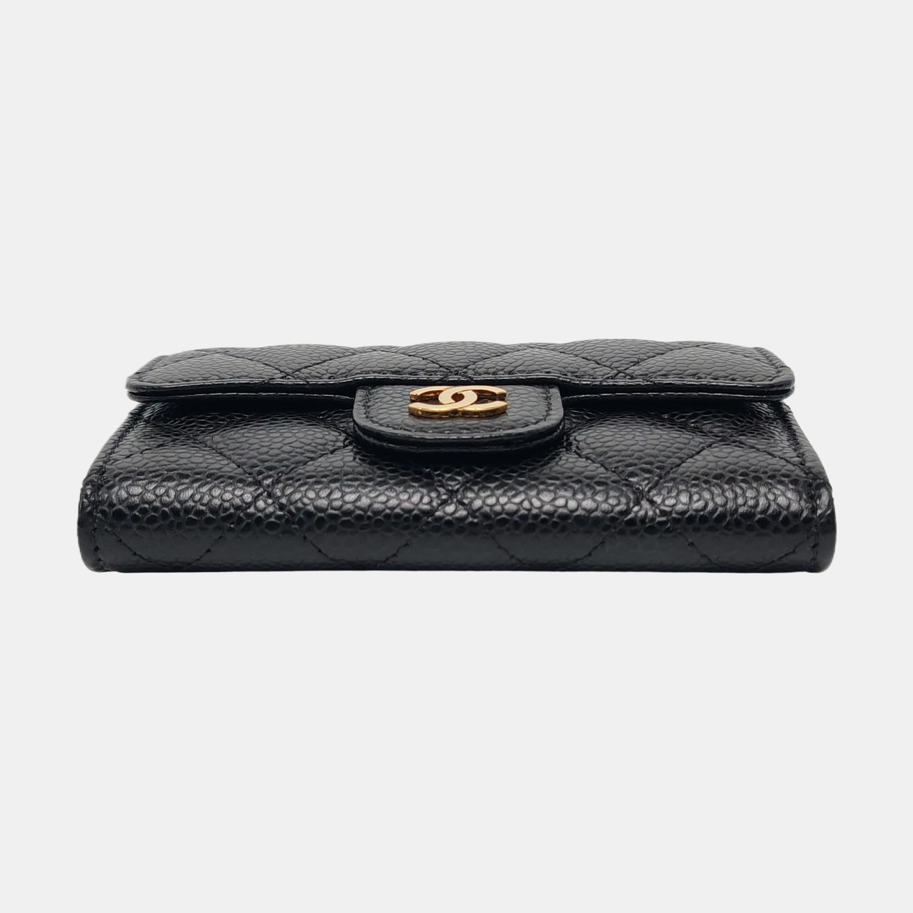 Authenticated pre-owned  Classic Flap Quilted Grained Calfskin Black Wallet - Wallet at Looply