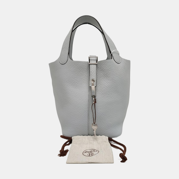 Authenticated pre-owned  Picotin Lock 18 Clemence Blue - Top Handle Bag at Looply