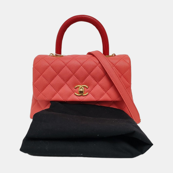 Authenticated pre-owned  Coco Handle Quilted Grained Calfskin Pink - Shoulder Bag at Looply
