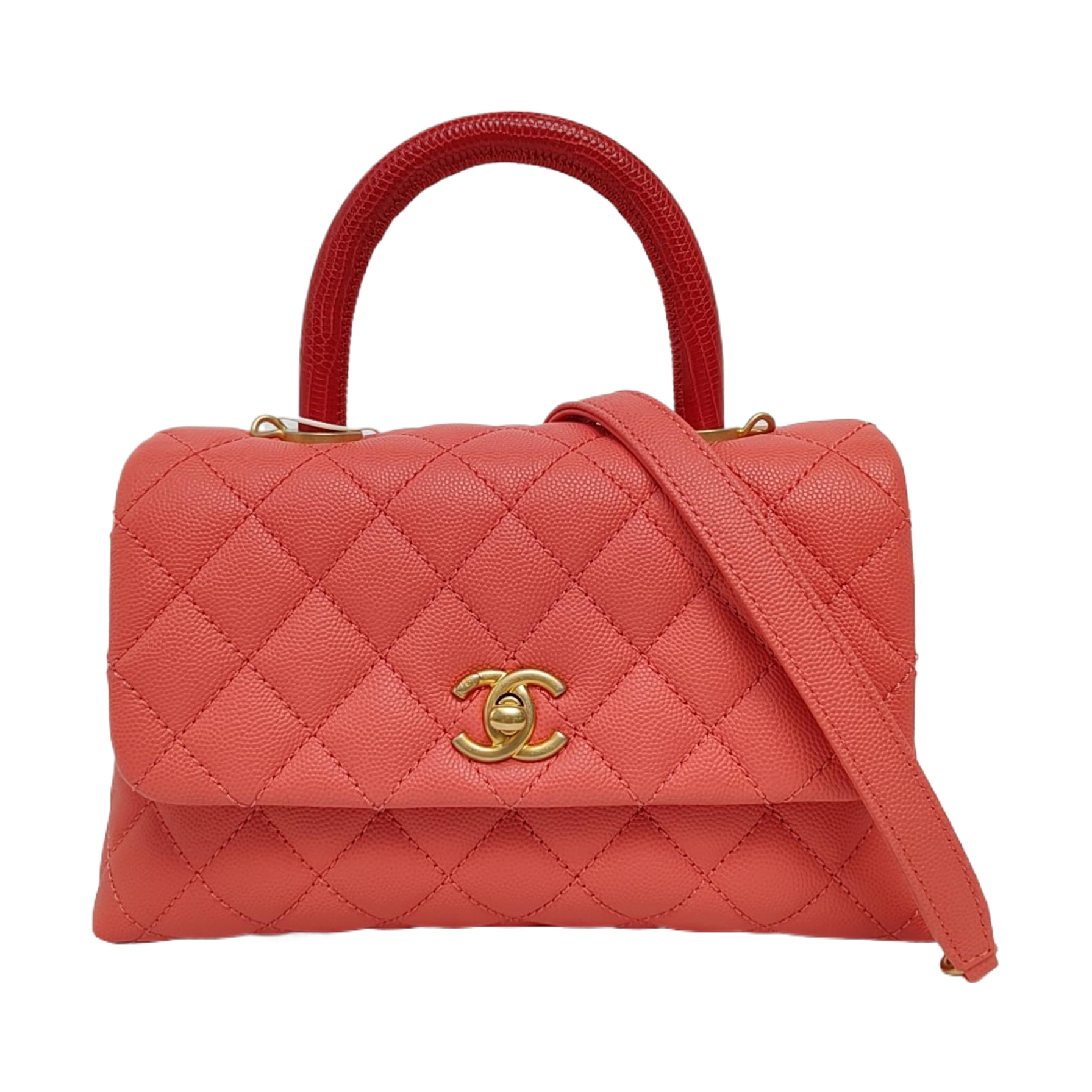 Authenticated pre-owned  Coco Handle Quilted Grained Calfskin Pink - Shoulder Bag at Looply