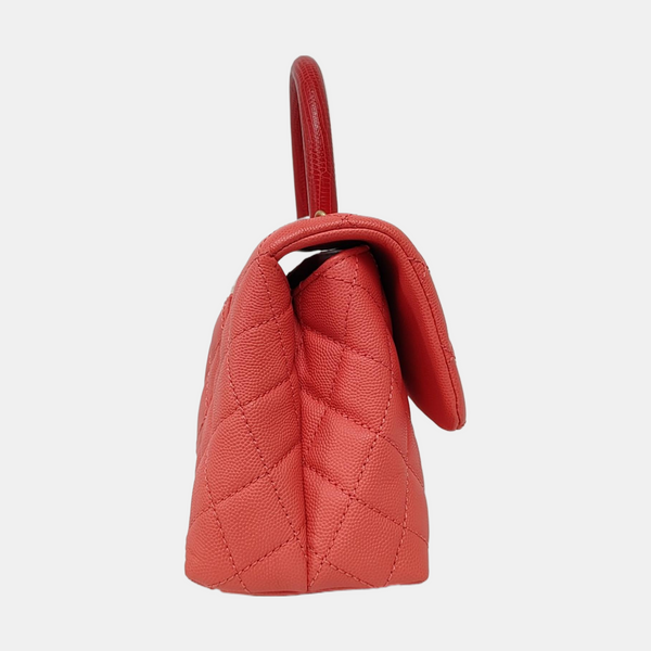 Authenticated pre-owned  Coco Handle Quilted Grained Calfskin Pink - Shoulder Bag at Looply