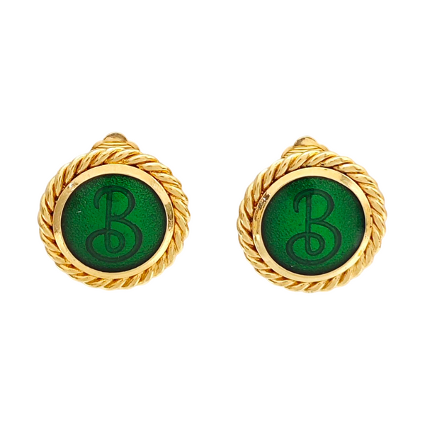 Pendiente verde de esmalte metálico
