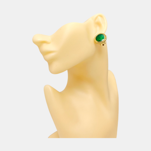 Pendiente verde de esmalte metálico