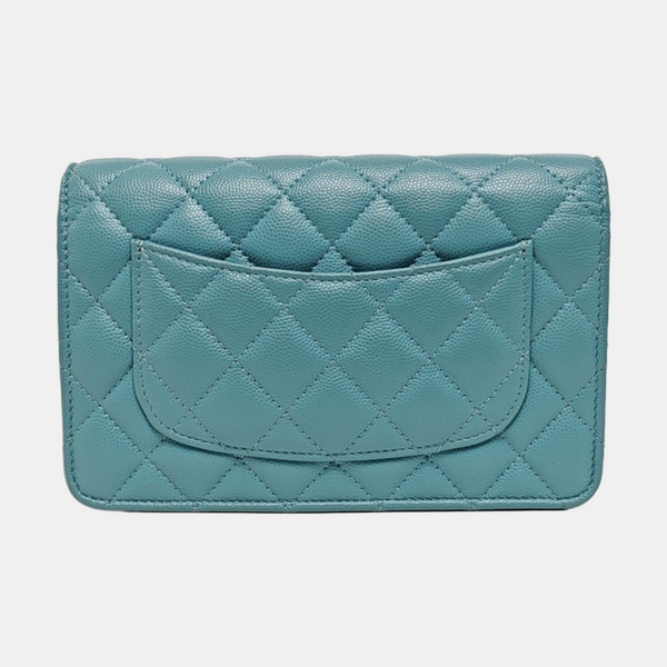 Authenticated pre-owned  Classic Flap Grained Calfskin Blue - Shoulder Bag at Looply