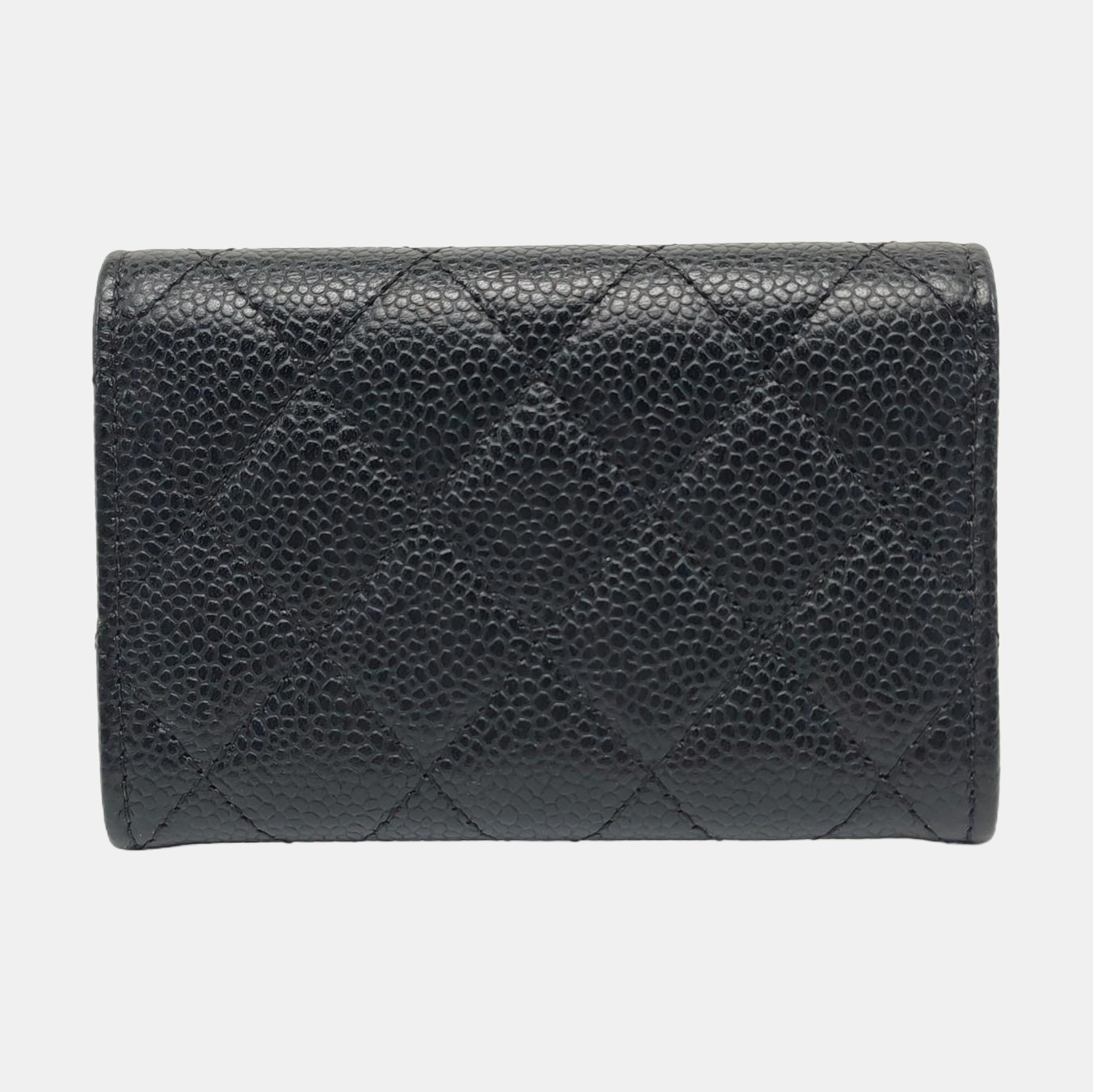 Authenticated pre-owned  Classic Flap Quilted Grained Calfskin Black Card Holder - Handbags at Looply