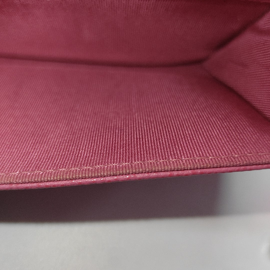 Authenticated pre-owned  Classic Flap Quilted Grained Calfskin Pink Card Holder - Card Holder at Looply