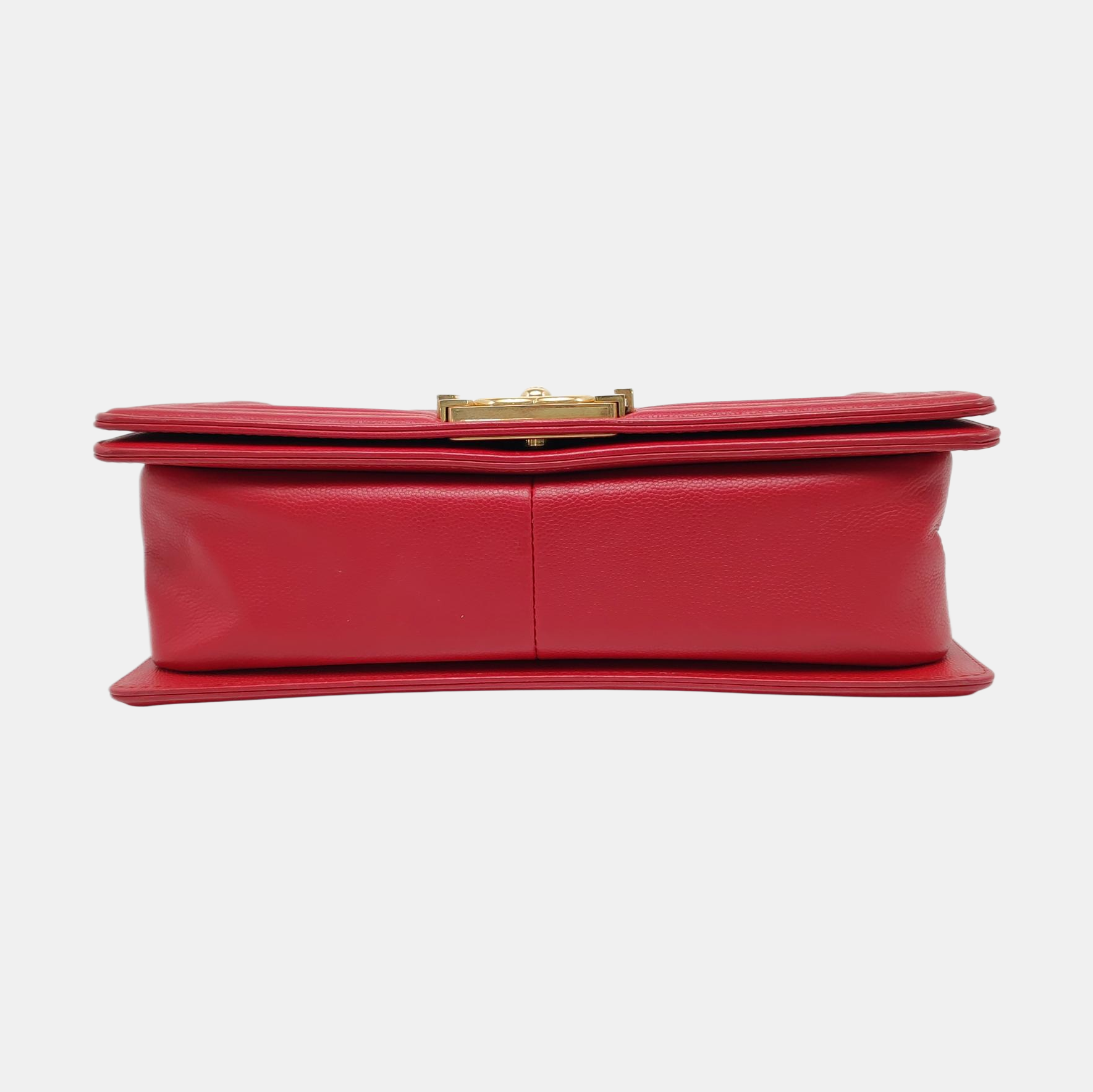 Authenticated pre-owned  Boy Chanel Medium Quilted Grained Calfskin Red - Shoulder Bag at Looply