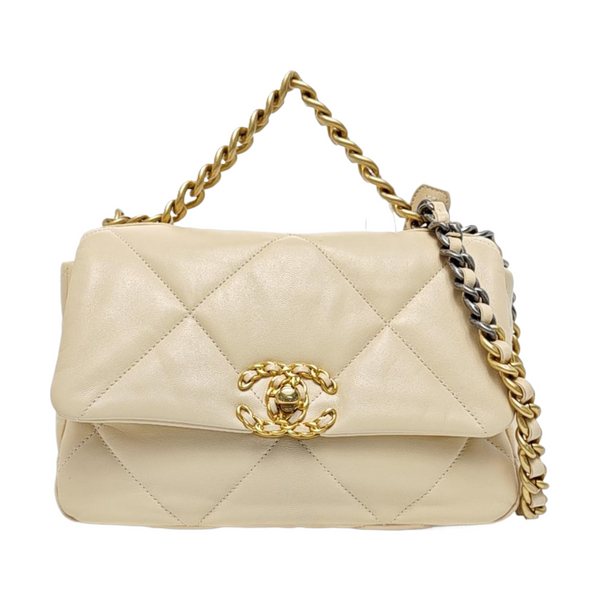 Authenticated pre-owned  Chanel 19 Small Quilted Lambskin Beige - Shoulder Bag at Looply