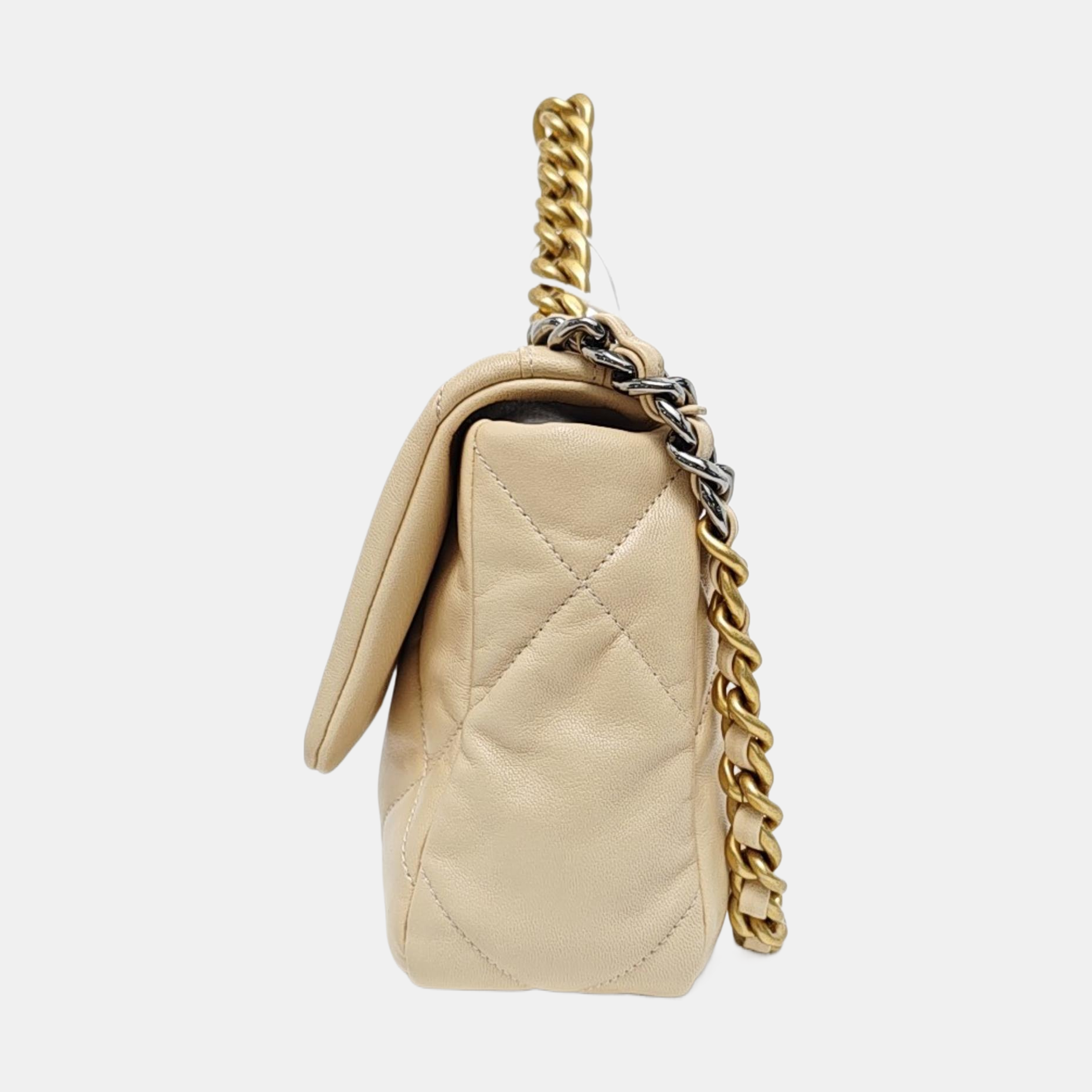 Authenticated pre-owned  Chanel 19 Small Quilted Lambskin Beige - Shoulder Bag at Looply