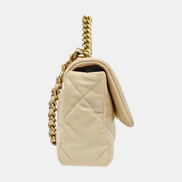 Authenticated pre-owned  Chanel 19 Small Quilted Lambskin Beige - Shoulder Bag at Looply