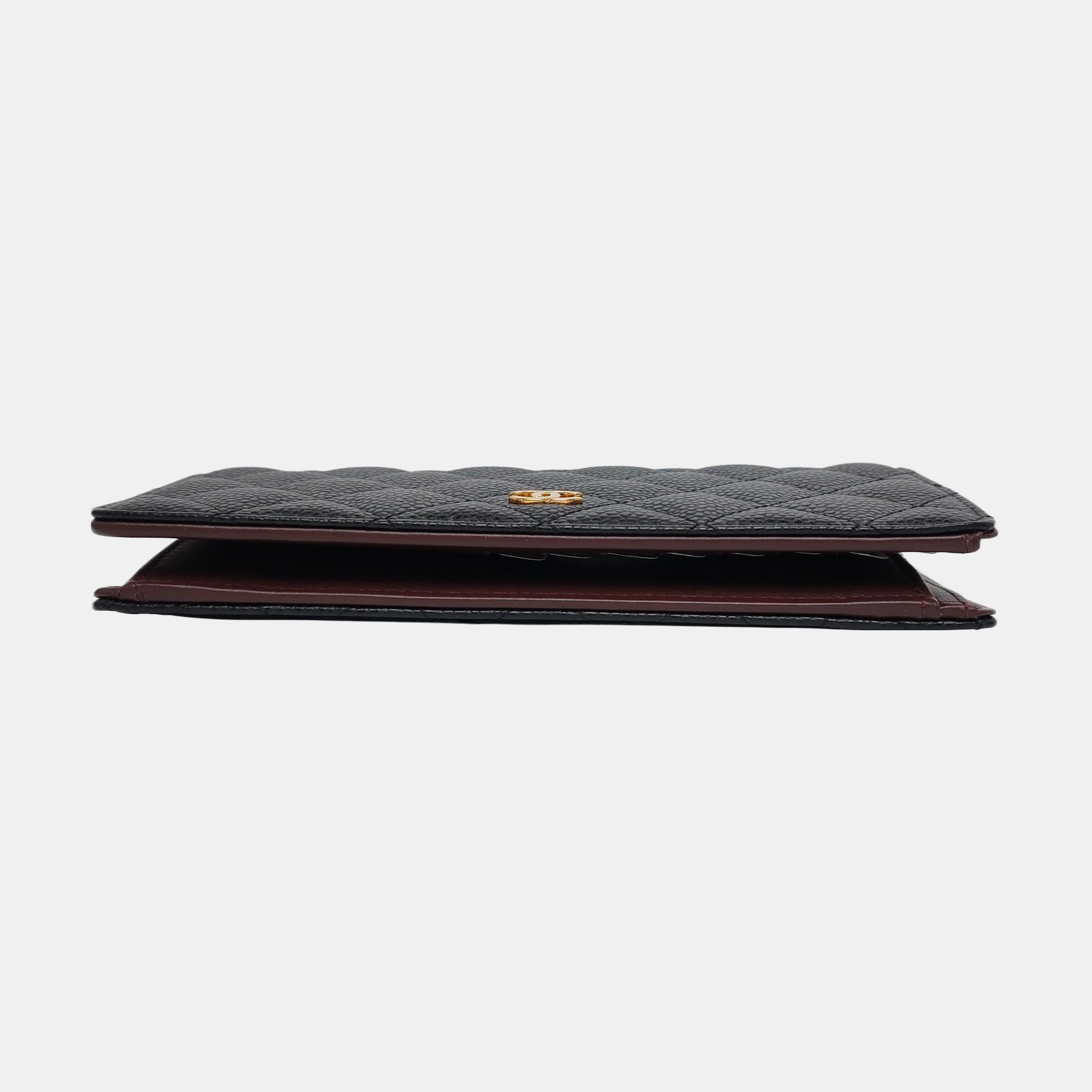 Authenticated pre-owned  Classic Flap Quilted Grained Calfskin Black Wallet - Wallet at Looply