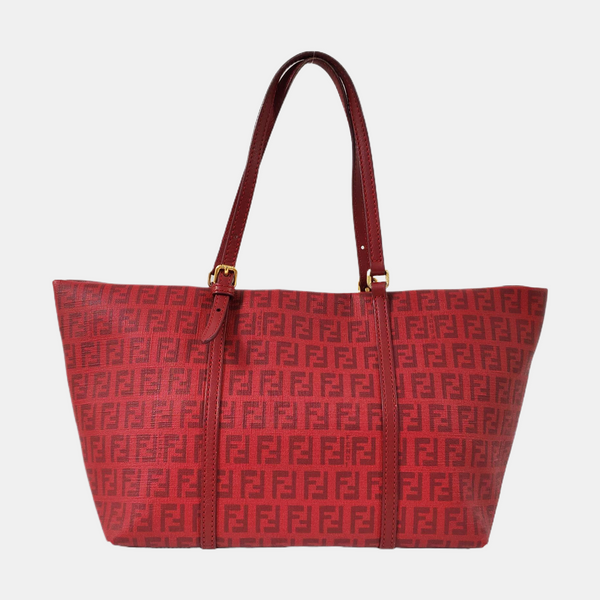 Coated Canvas Tote Bag Red