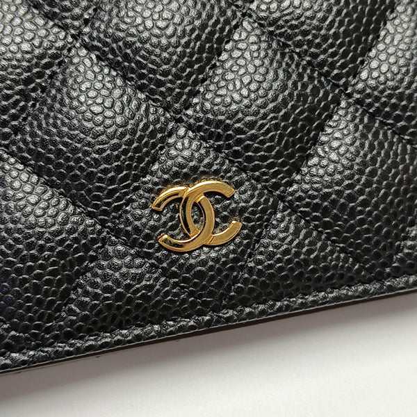 Authenticated pre-owned  Classic Flap Quilted Grained Calfskin Black Wallet - Wallet at Looply