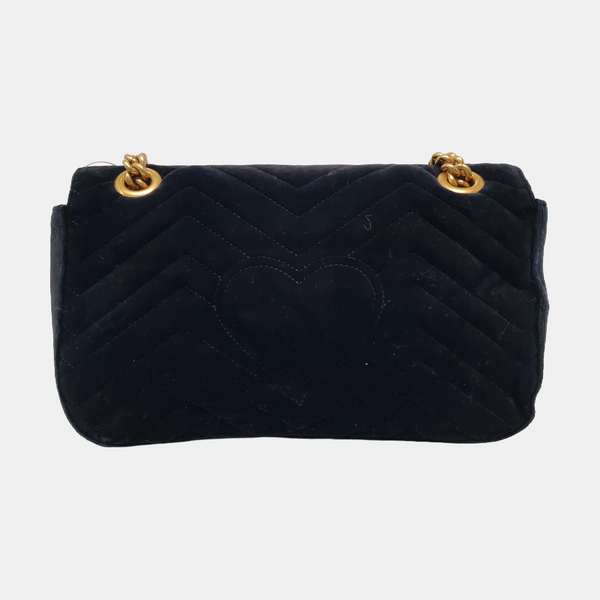 Authenticated pre-owned  GG Marmont Medium Velvet Black - Shoulder Bag at Looply