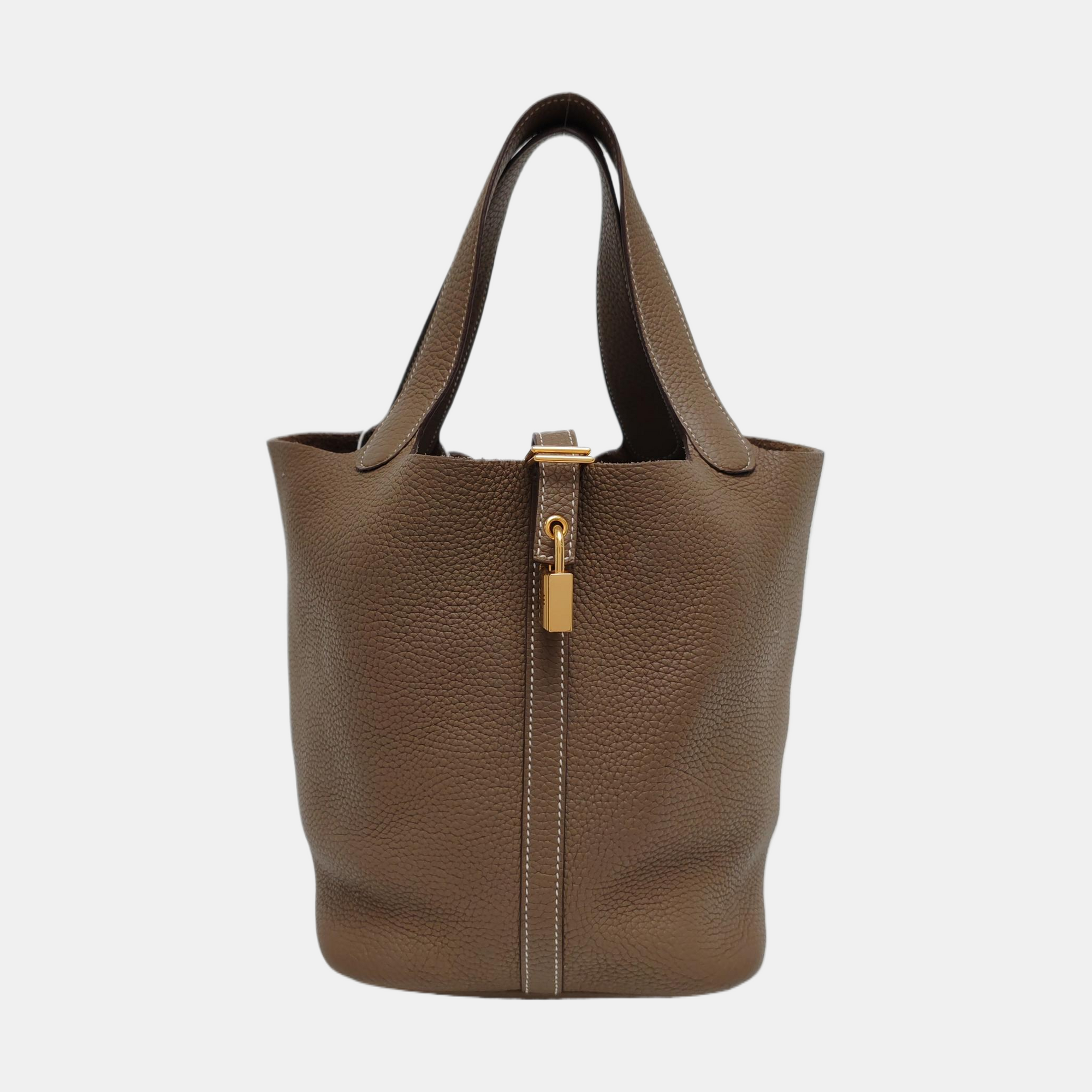 Authenticated pre-owned  Picotin Lock 22 Clemence Gray - Top Handle Bag at Looply