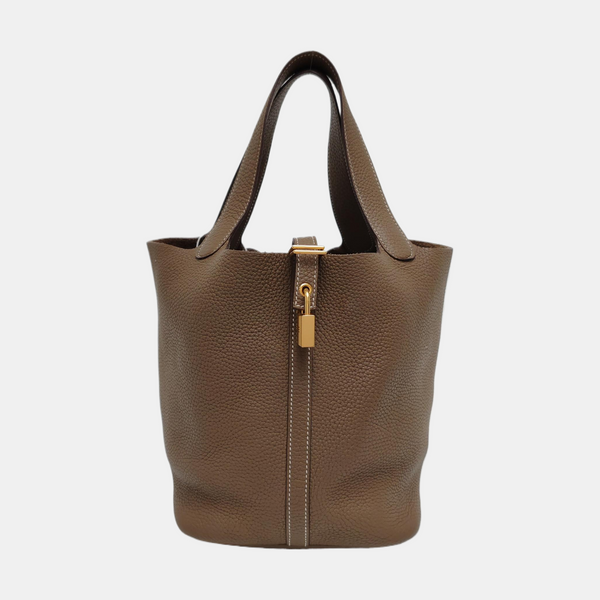 Authenticated pre-owned  Picotin Lock 22 Clemence Gray - Top Handle Bag at Looply