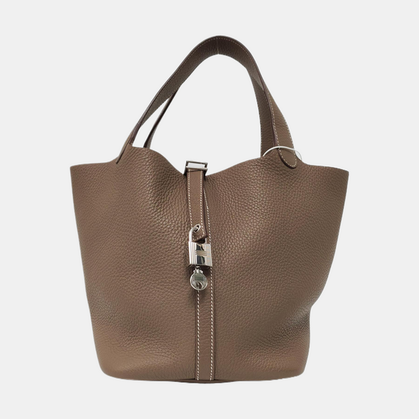 Authenticated pre-owned  Picotin Lock 22 Clemence Gray - Top Handle Bag at Looply