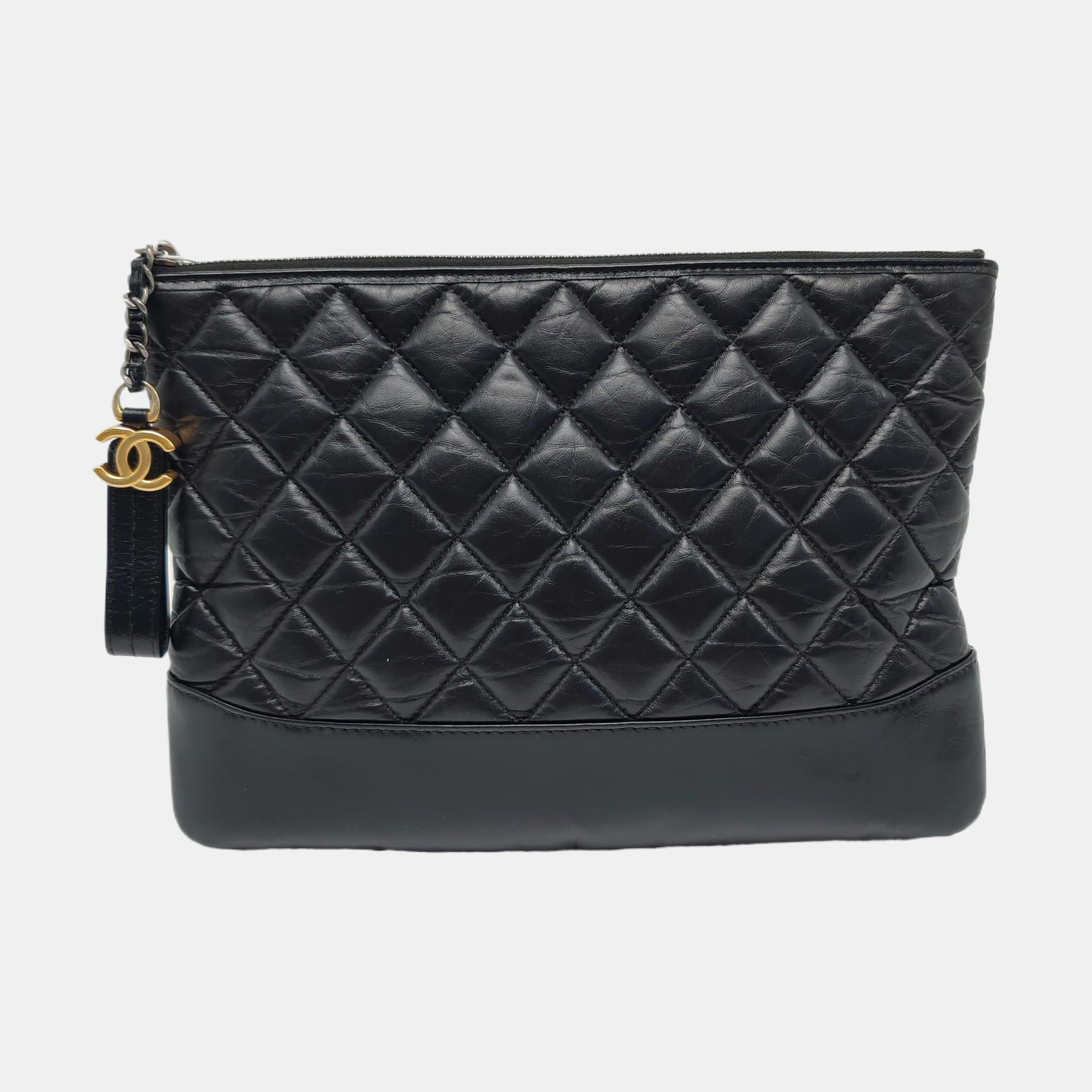 Authenticated pre-owned  Gabrielle Quilted Calfskin Black - Clutch at Looply