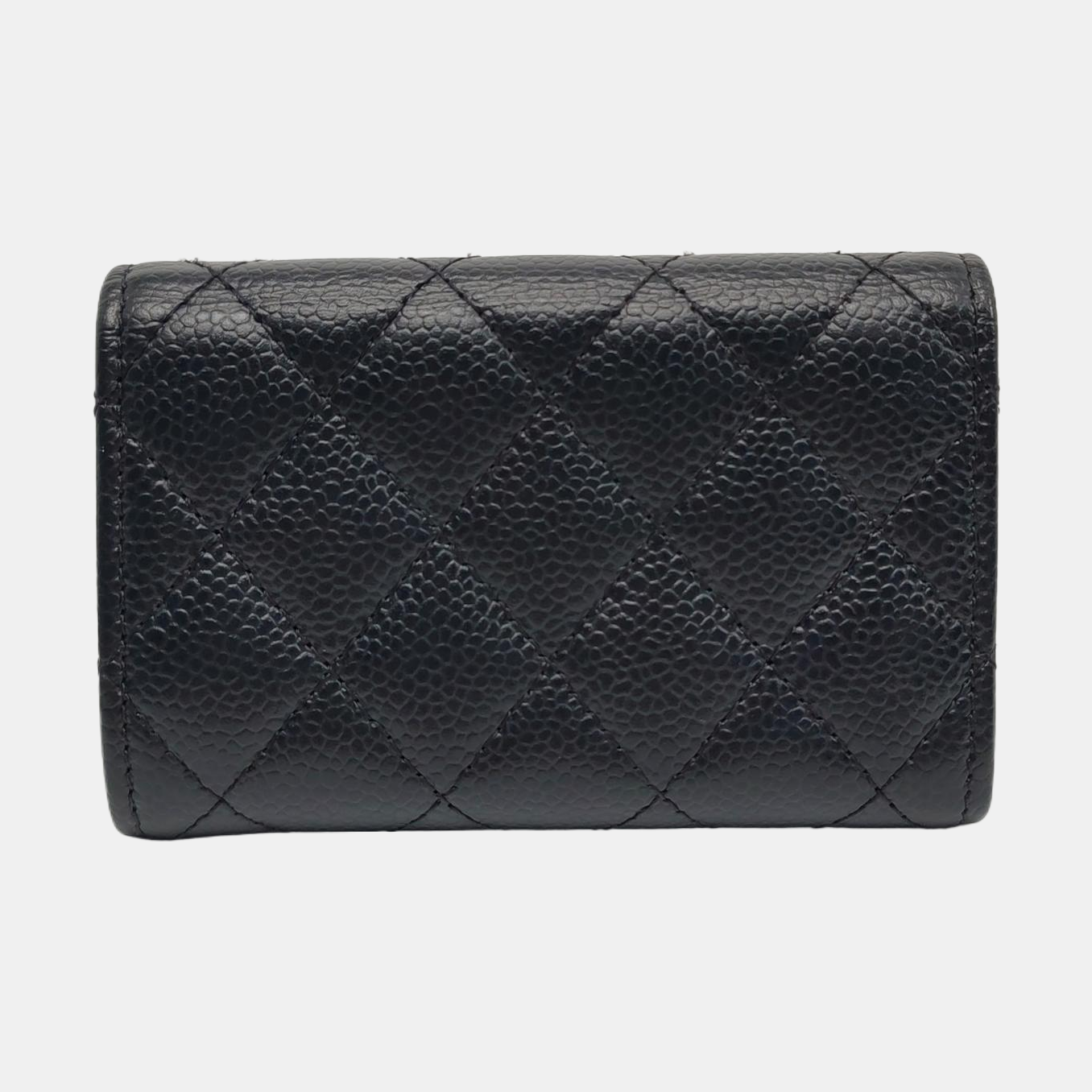 Authenticated pre-owned  Classic Flap Quilted Grained Calfskin Black Card Holder - Card Holder at Looply