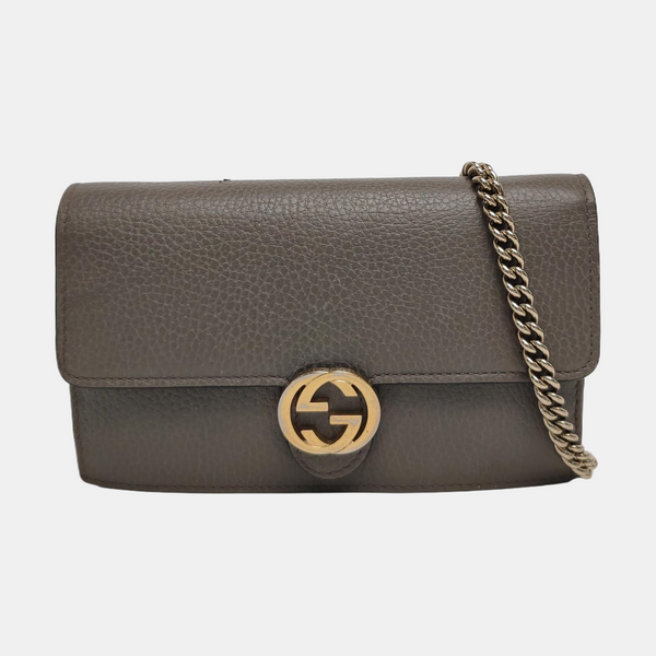 Authenticated pre-owned  Interlocking G Calfskin Gray - Shoulder Bag at Looply