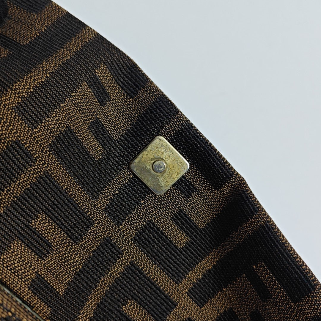 Fabric Top Handle Bag Brown
