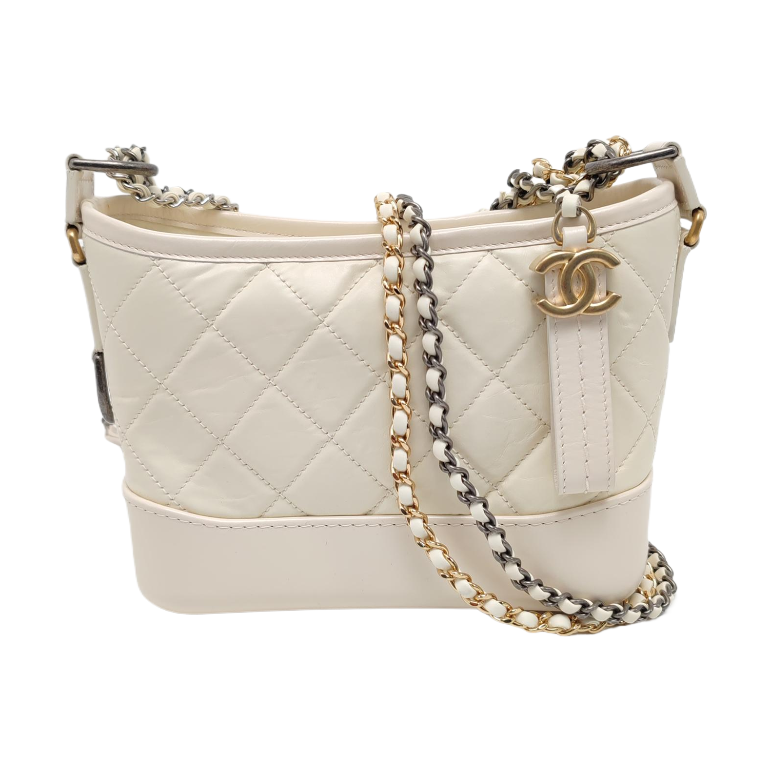 Authenticated pre-owned  Gabrielle Small Quilted Vintage Calf White - Shoulder Bag at Looply