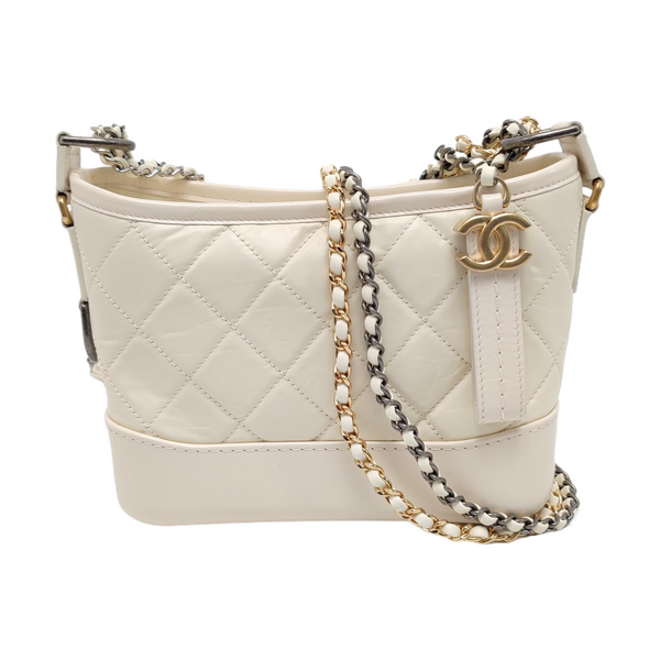 Authenticated pre-owned  Gabrielle Small Quilted Vintage Calf White - Shoulder Bag at Looply