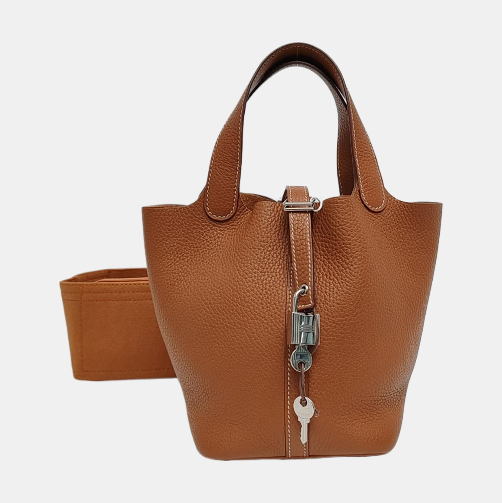 Authenticated pre-owned  Picotin Lock 18 Clemence Brown - Top Handle Bag at Looply