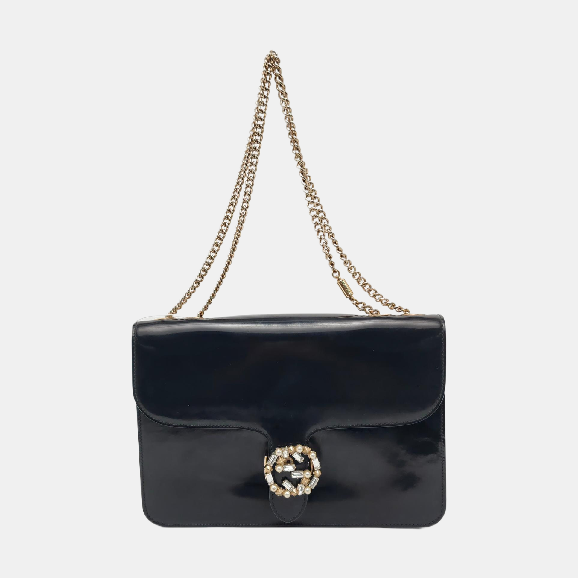 Authenticated pre-owned  Interlocking G Patent Leather Black - Shoulder Bag at Looply