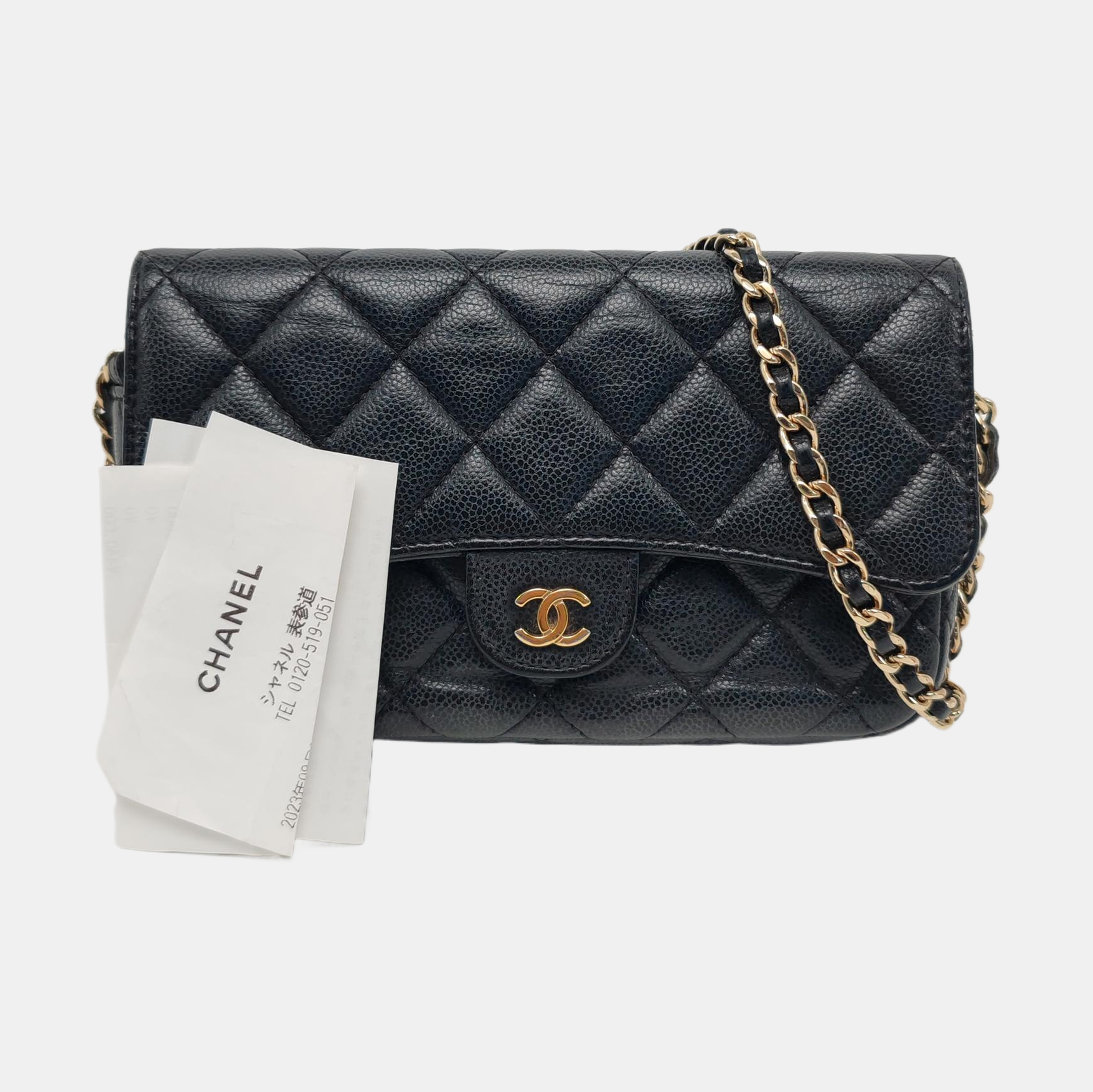 Authenticated pre-owned  Classic Flap Quilted Grained Calfskin Black - Shoulder Bag at Looply