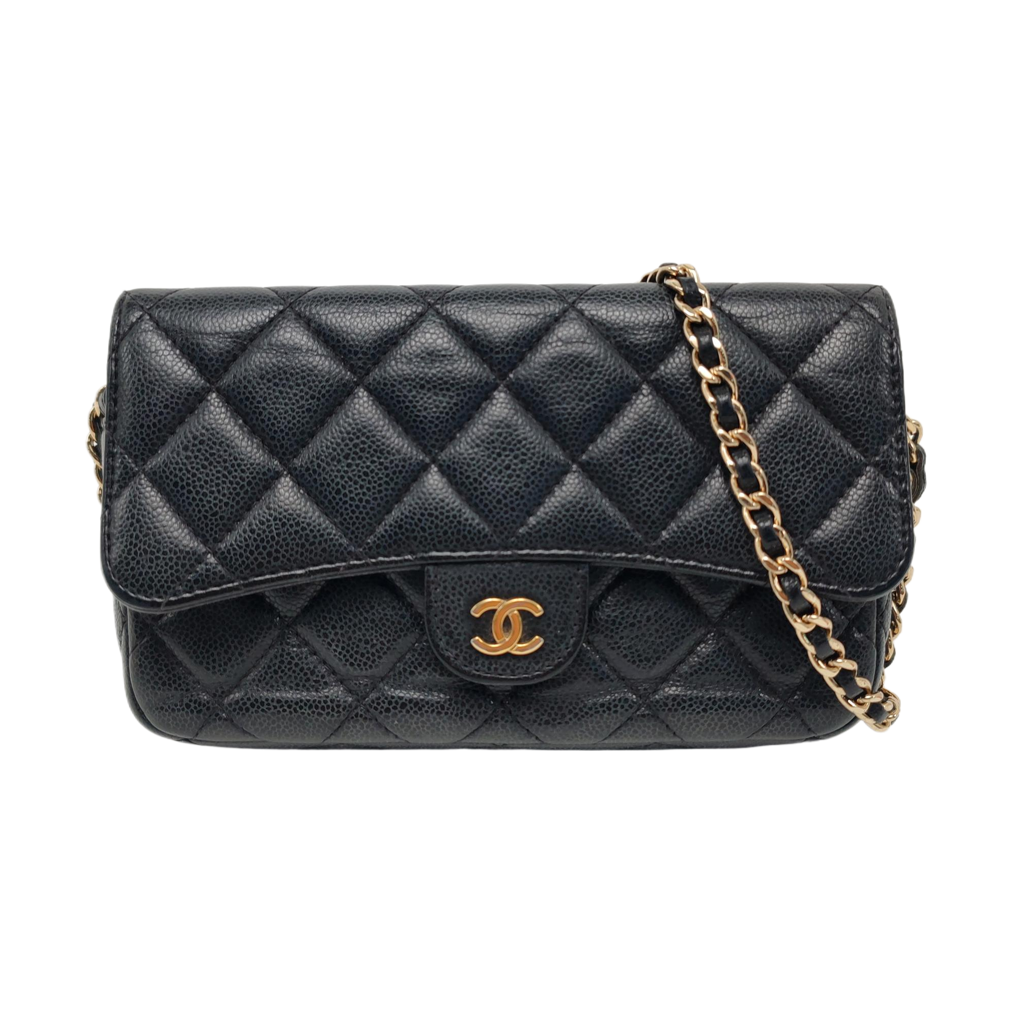 Authenticated pre-owned  Classic Flap Quilted Grained Calfskin Black - Shoulder Bag at Looply