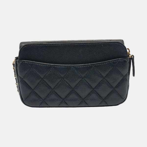 Authenticated pre-owned  Classic Flap Quilted Grained Calfskin Black - Shoulder Bag at Looply