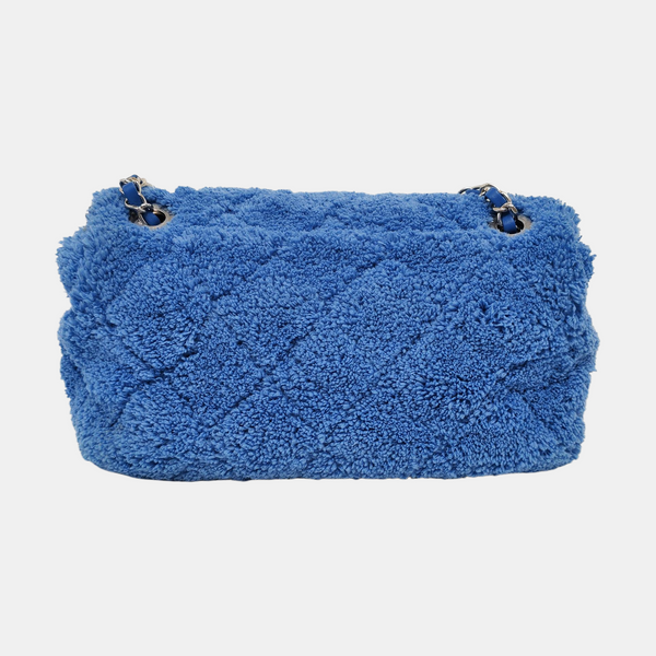 Authenticated pre-owned  Classic Flap Medium Quilted Wool Blue - Shoulder Bag at Looply