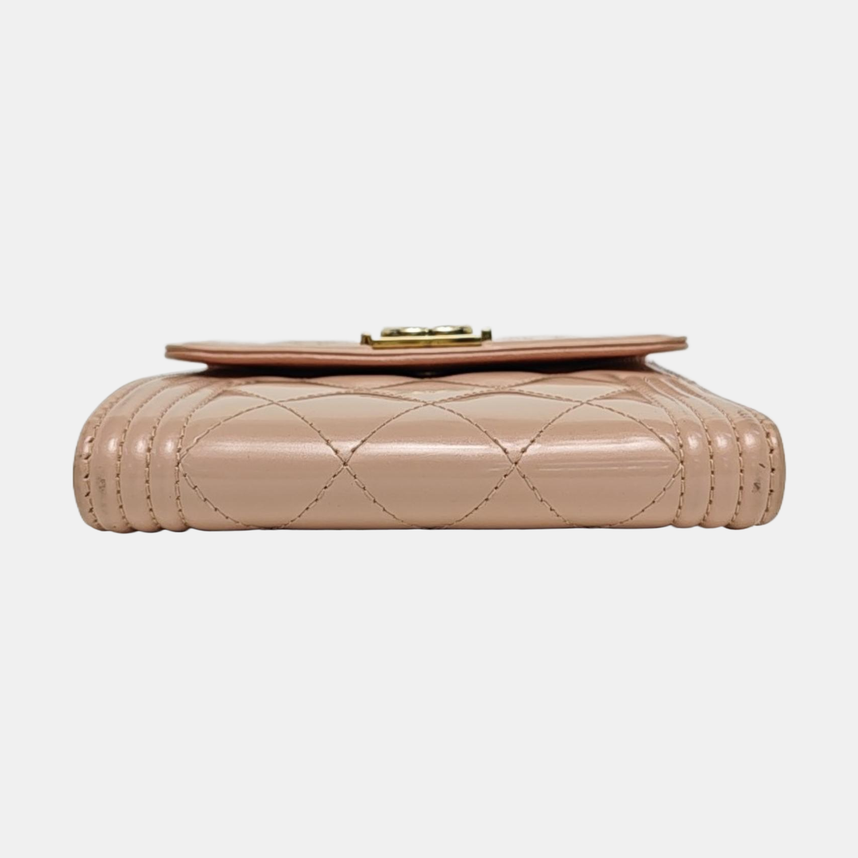 Authenticated pre-owned  Boy Chanel Quilted Patent Leather Pink Wallet - Wallet at Looply
