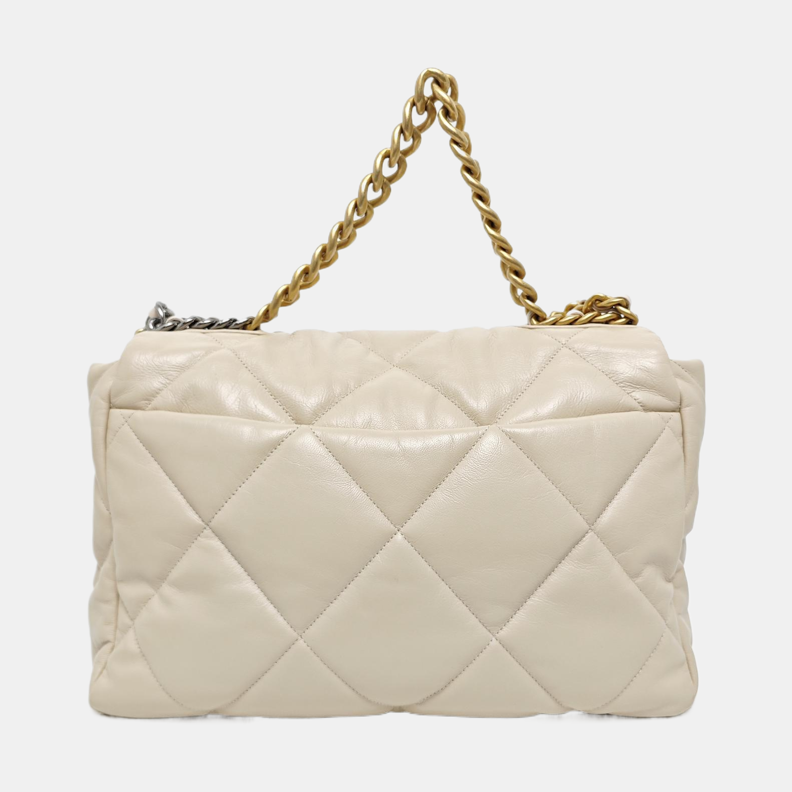 Authenticated pre-owned  Chanel 19 Maxi Quilted Lambskin Beige - Shoulder Bag at Looply