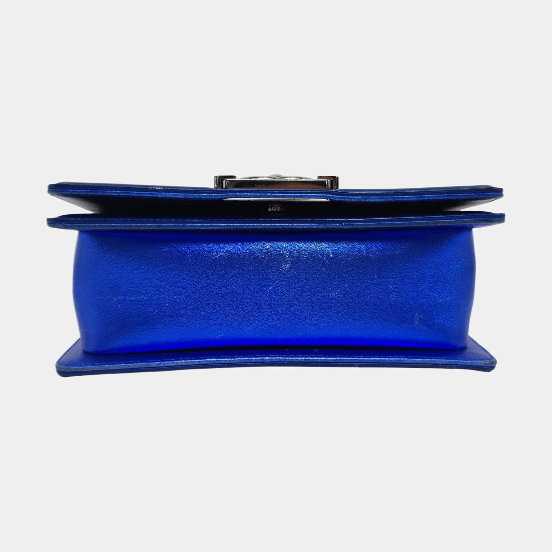 Authenticated pre-owned  Boy Chanel Small Quilted Patent Leather Blue - Shoulder Bag at Looply
