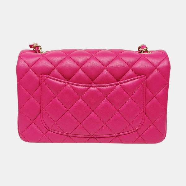 Authenticated pre-owned  Classic Flap Mini Quilted Lambskin Pink - Shoulder Bag at Looply