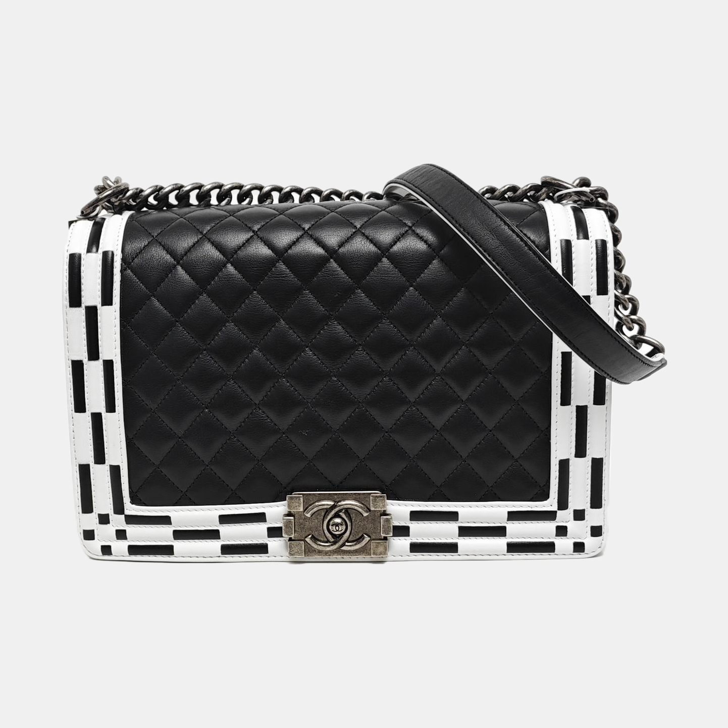 Authenticated pre-owned  Boy Chanel Large Quilted Calfskin Black - Crossbody Bag at Looply