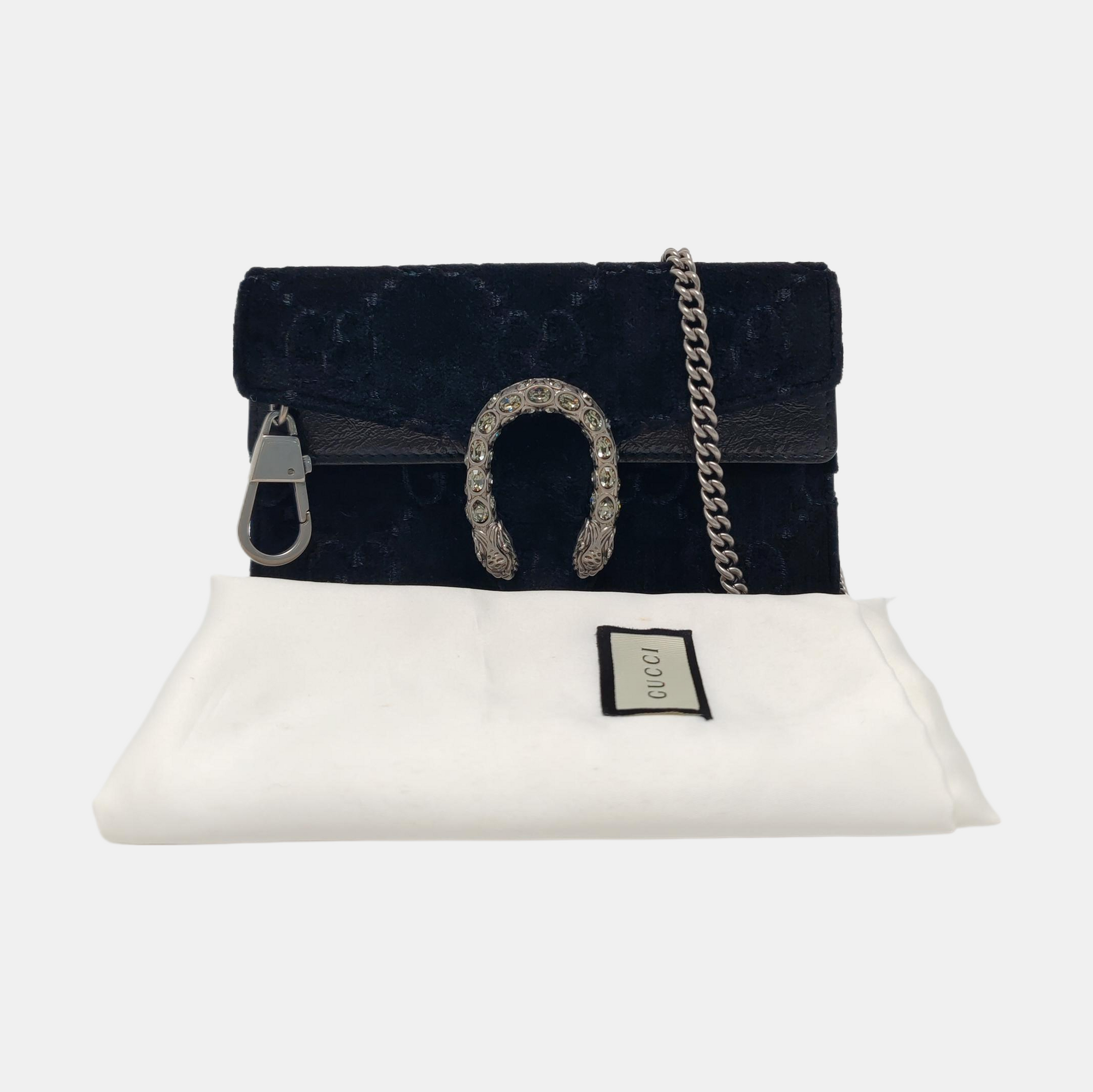 Authenticated pre-owned  Dionysus Super Mini Monogram Velvet Black - Shoulder Bag at Looply