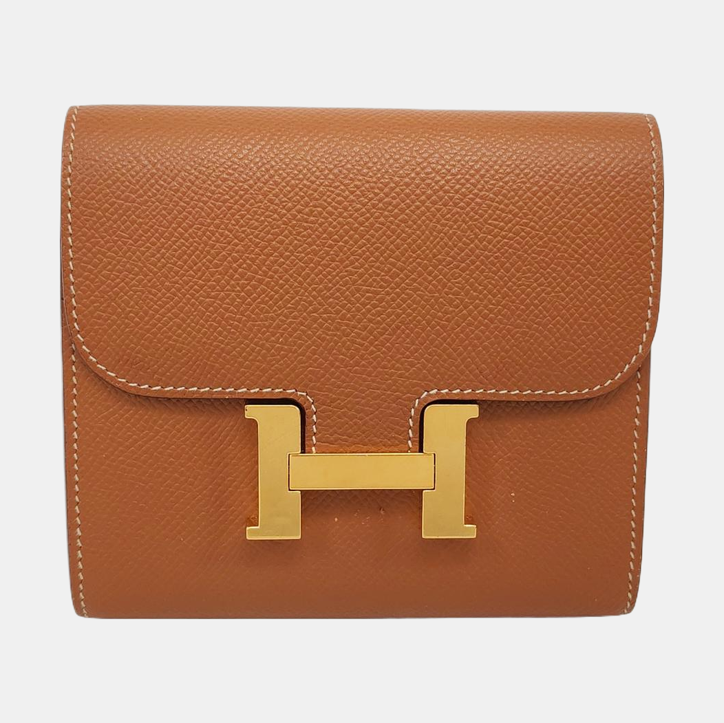 Authenticated pre-owned  Constance Slim Epsom Brown Wallet - Wallet at Looply