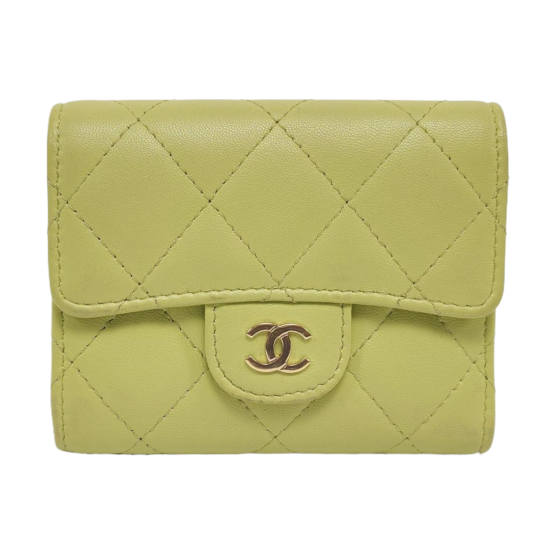 Authenticated pre-owned  Classic Flap Quilted Lambskin Green Wallet - Wallet at Looply