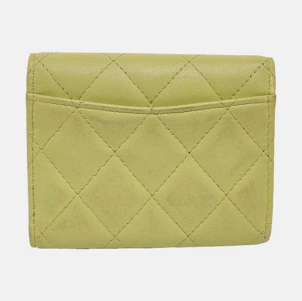 Authenticated pre-owned  Classic Flap Quilted Lambskin Green Wallet - Wallet at Looply